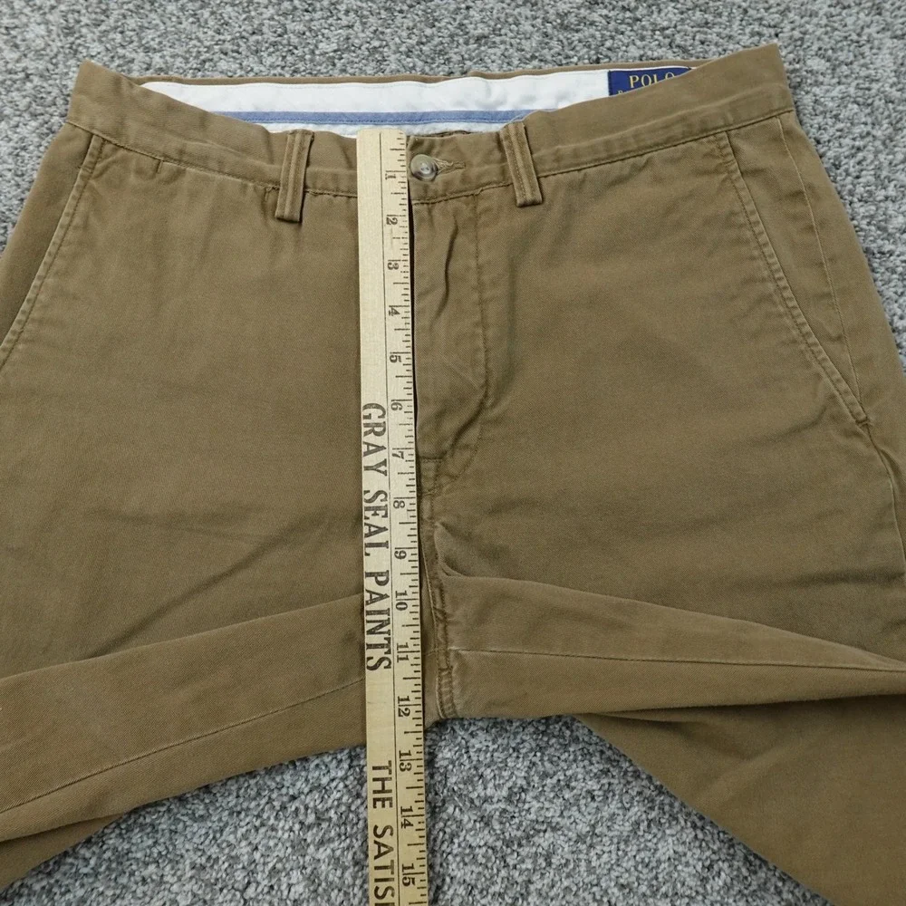Polo Ralph Lauren Pants Mens 30X32 Brown Tan Chino Trouser Flat Front Pony Logo